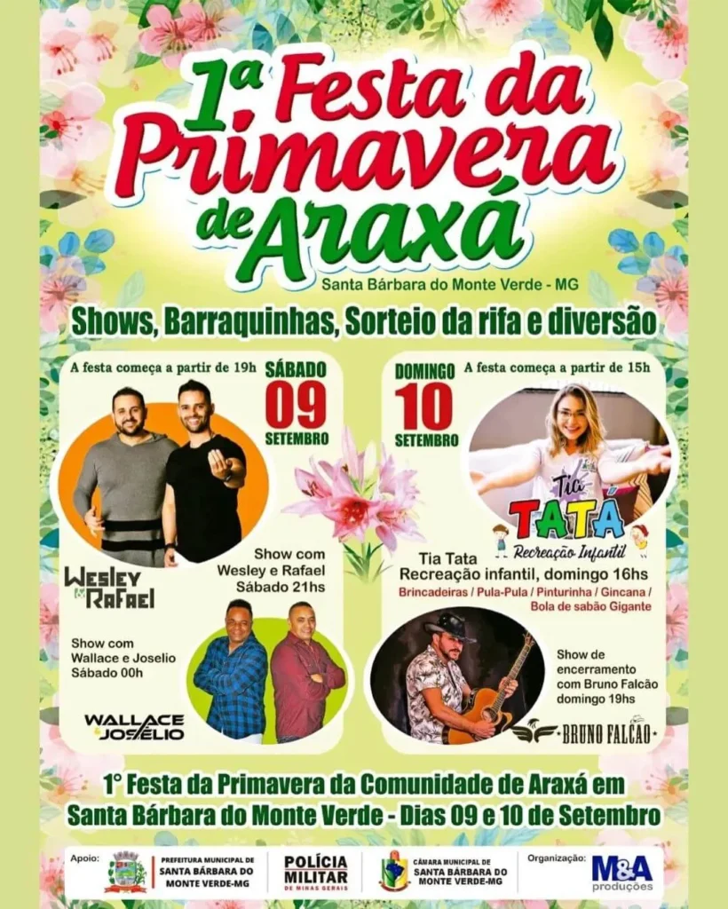 Festa da Primavera de Araxá 2023 em Santa Bárbara do Monte Verde