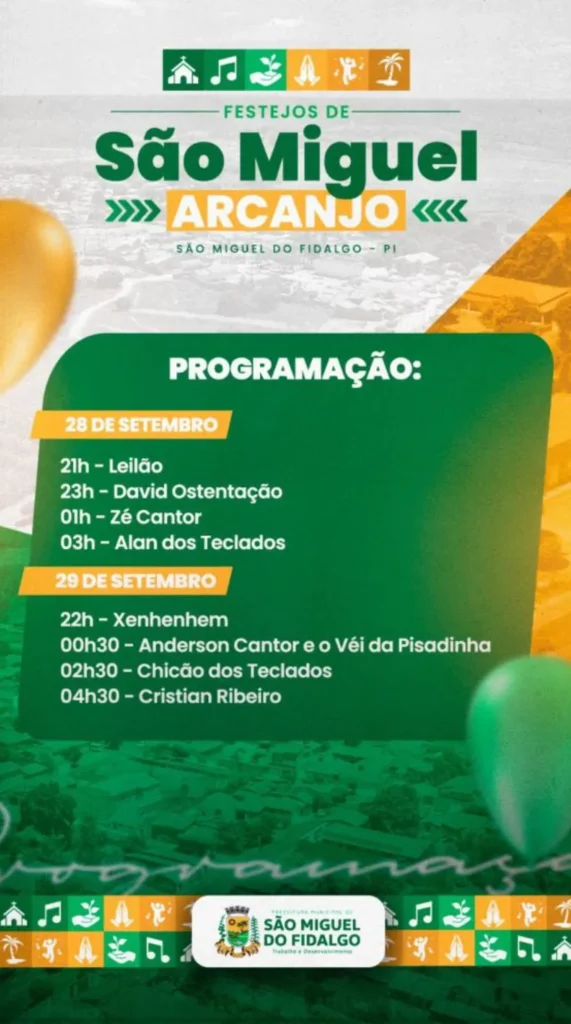 Festas de São Miguel Arcanjo 2023 em São Miguel do Fidalgo