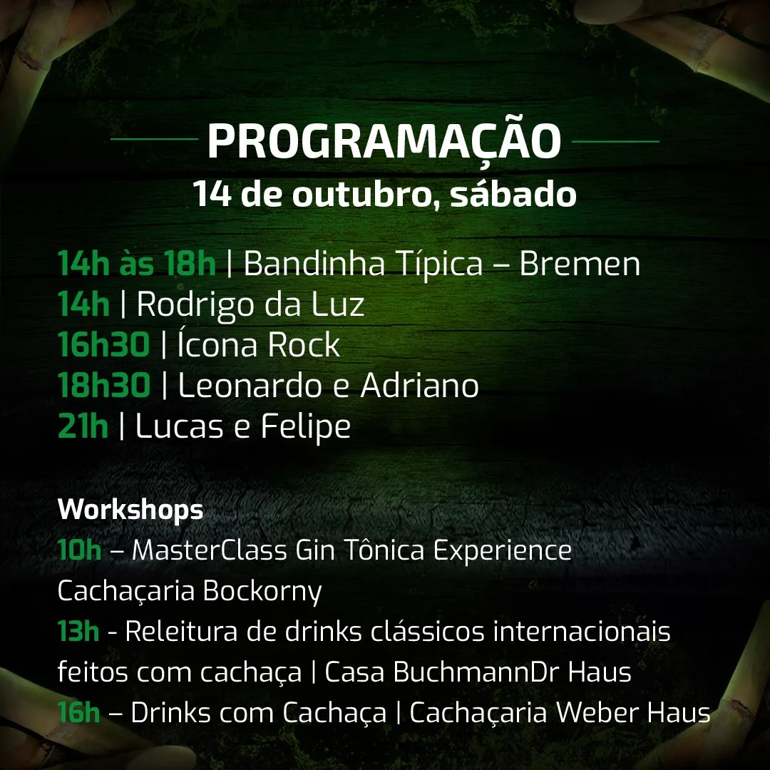 Festival da Cachaça 2023 em Ivoti Programacao 14 de Outubro