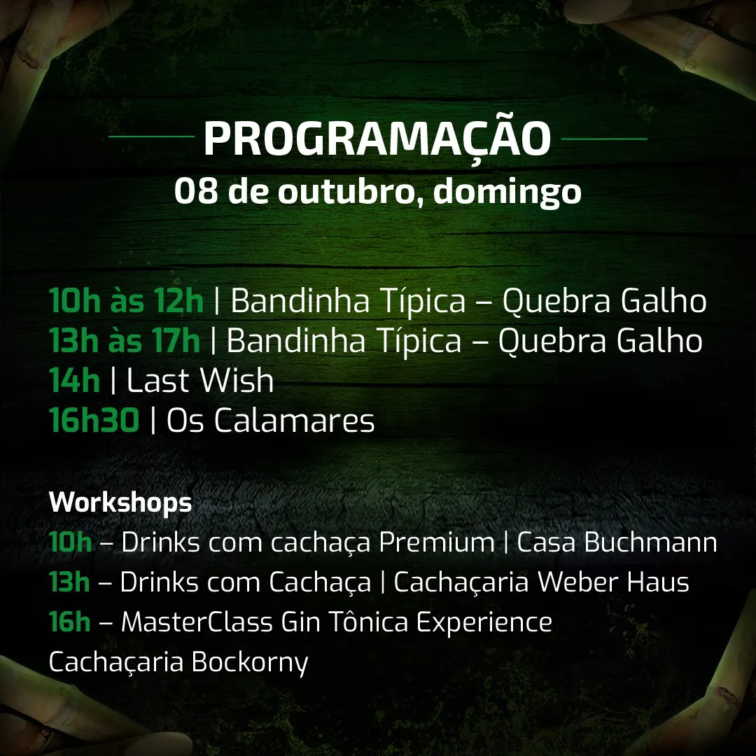 Festival da Cachaça 2023 em Ivoti Programacao 8 de Outubro